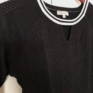 Democracy perforated black cotton sweater sz large